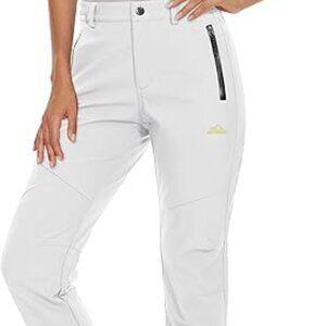 Women's Fleece Lined Waterproof Insulated Snow Ski Pants White | Medium